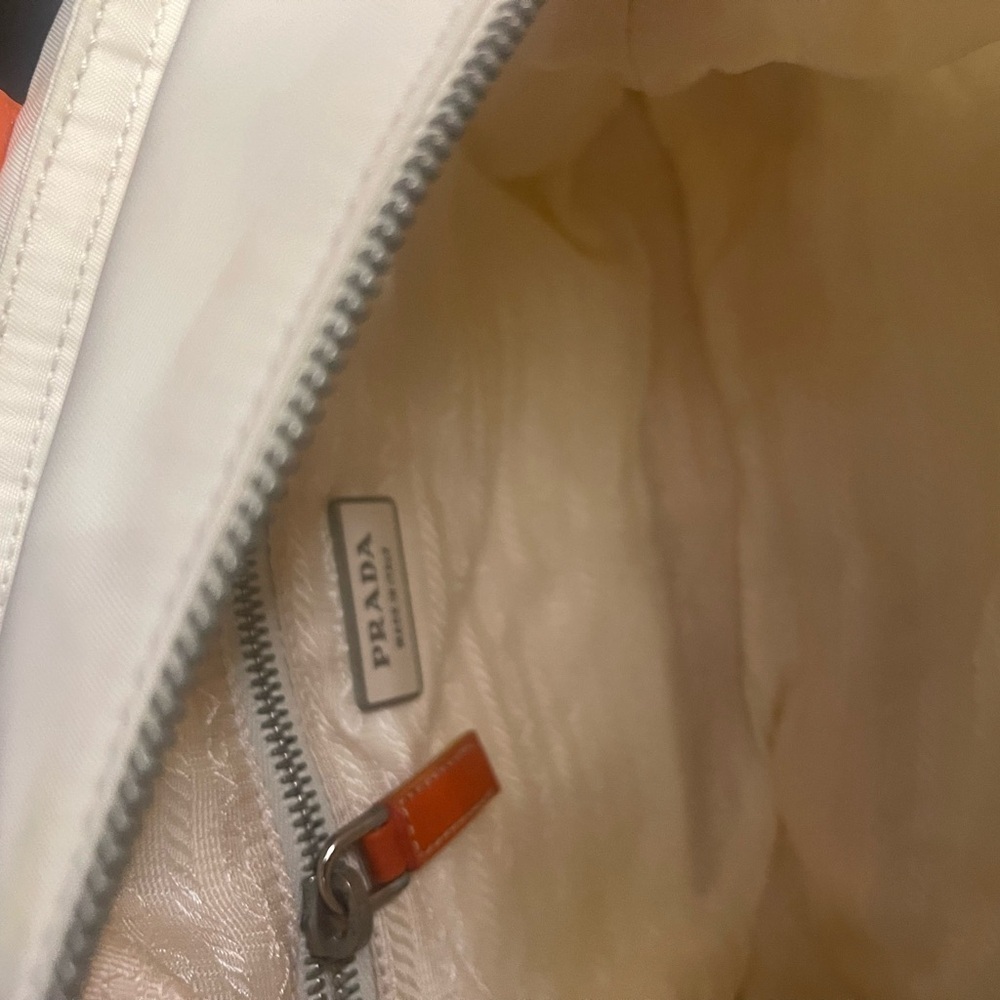 Prada Nylon 2-Way White and Orange Bag - Picture 9 of 11